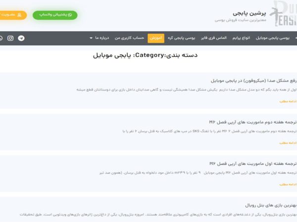 طراحی وب سایت پرشین پابجی